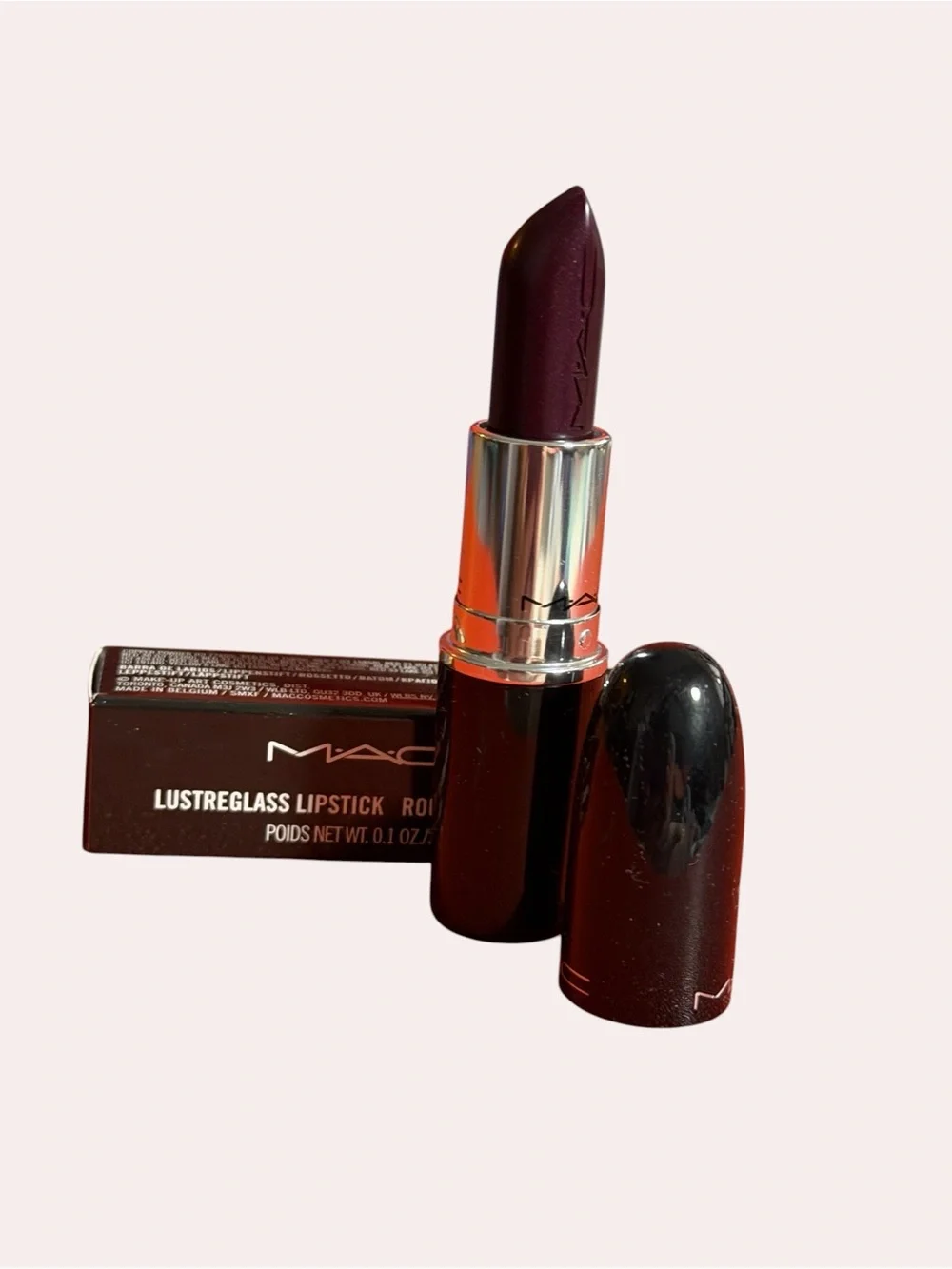 MAC Lustreglass Lipstick in shade, SUCCUMB TO PLUM Deep Plum